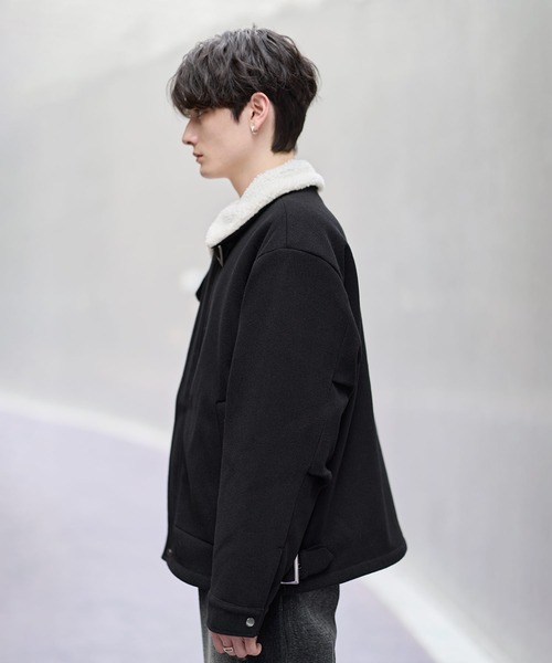 ASTRONOMY（アストロノミー）の「ビッグシルエット裏ボアメルトン2wayショートブルゾン（ブルゾン・メンズ・ブルー/グレー/ブラック/オフホワイト/ブラック系/チャコール/モカ/アイボリー/ライトグレー/ブラウン・L/XL/M/S）」の20枚目の写真