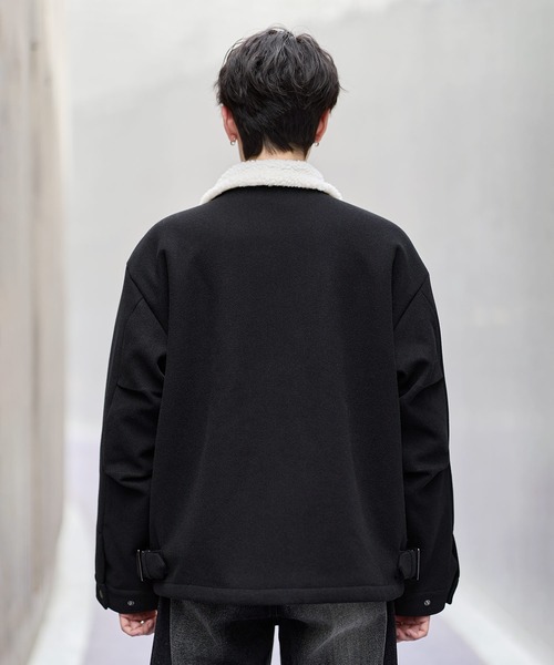 ビッグシルエット裏ボアメルトン2wayショートブルゾン（ブルゾン