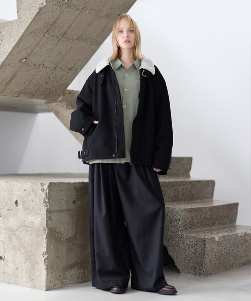 【値下げ】RUSSELUNO ラッセルノ♡ ストレッチボアブルゾン　美品 値下げ】RUSSELUNO ラッセルノ♡ ストレッチボアブルゾン 美品