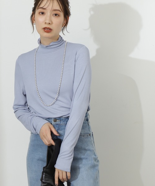 N.（N. Natural Beauty Basic）（エヌエヌナチュラルビューティーベーシック）の「◆ハイネックインナーカットソー（Tシャツ/カットソー・レディース・ブルー/オフホワイト/ブラック/グリーン・MEDIUM）」の4枚目の写真