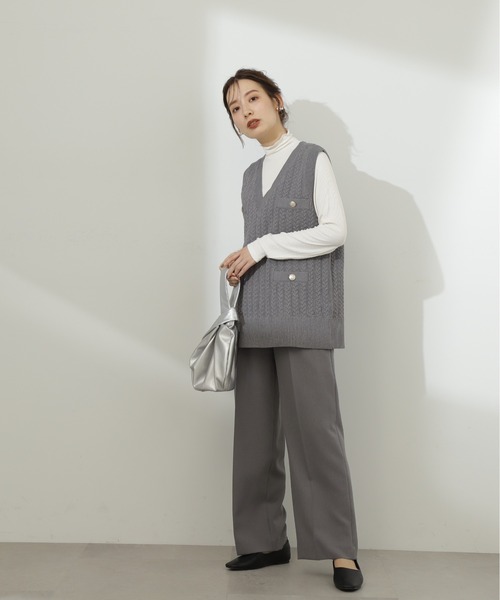 N.（N. Natural Beauty Basic）（エヌエヌナチュラルビューティーベーシック）の「◆ハイネックインナーカットソー（Tシャツ/カットソー・レディース・ブルー/オフホワイト/ブラック/グリーン・MEDIUM）」の20枚目の写真