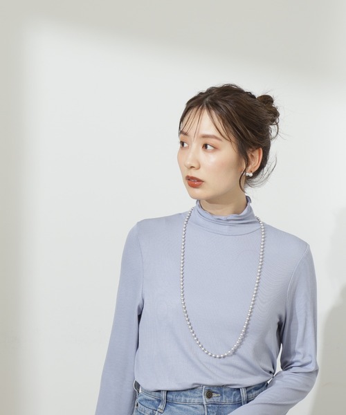 N.（N. Natural Beauty Basic）（エヌエヌナチュラルビューティーベーシック）の「◆ハイネックインナーカットソー（Tシャツ/カットソー・レディース・ブルー/オフホワイト/ブラック/グリーン・MEDIUM）」の16枚目の写真