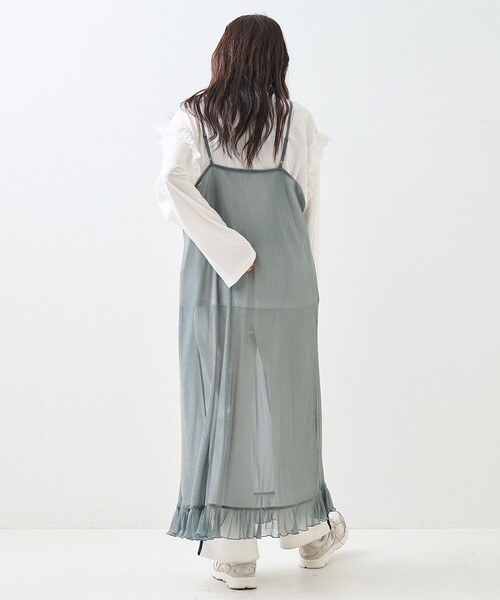 ★新品タグ付き★ styling/ ミックスラメニットキャミワンピース カーディガンXキャミワンピースラメニットセットアップ[rut822