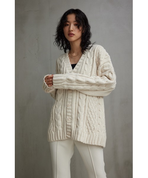 シェニールケーブルニットカーディガン（カーディガン/ボレロ）｜AZUL