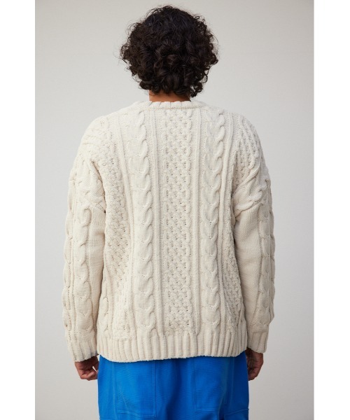 AZUL by moussy(アズールバイマウジー)の「シェニールケーブルニットカーディガン(カーディガン/ボレロ・メンズ・アイボリー/バーガンディー/ベージュ/グレー/ブラック/ブルー・FREE)」の18枚目の写真
