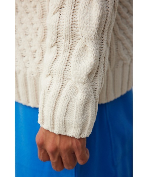 AZUL by moussy(アズールバイマウジー)の「シェニールケーブルニットカーディガン(カーディガン/ボレロ・メンズ・アイボリー/バーガンディー/ベージュ/グレー/ブラック/ブルー・FREE)」の21枚目の写真