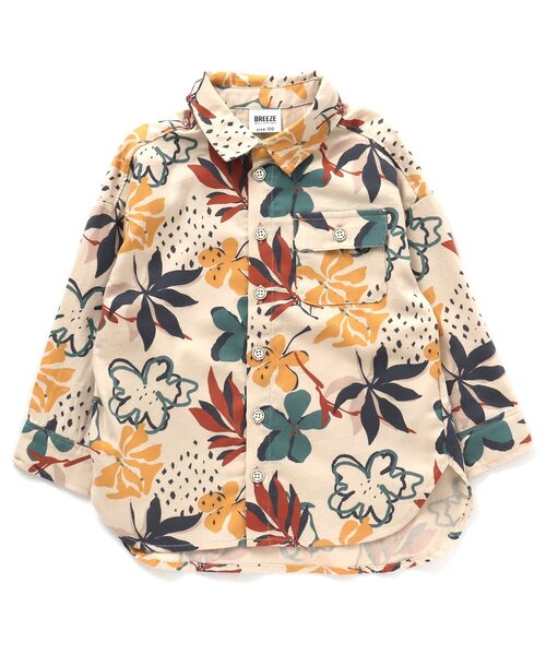 BREEZE(ブリーズ)の「【一部リンクコーデ可能/10色展開】スタンダードシャツ(シャツ/ブラウス・キッズ・オフホワイト/ベージュ/インディゴブルー/ピンク/サックスブルー/キナリ/ブラック/ターコイズブルー/チェック/レインボー・90/140/110/150/100/80/120/130)」の3枚目の写真