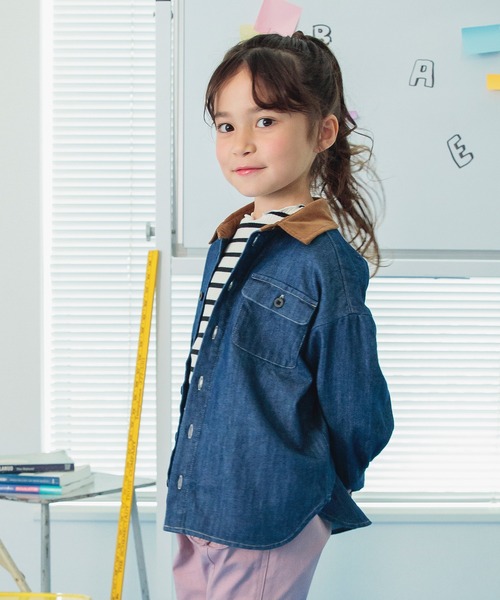 BREEZE(ブリーズ)の「【一部リンクコーデ可能/10色展開】スタンダードシャツ(シャツ/ブラウス・キッズ・オフホワイト/ベージュ/インディゴブルー/ピンク/サックスブルー/キナリ/ブラック/ターコイズブルー/チェック/レインボー・90/140/110/150/100/80/120/130)」の7枚目の写真