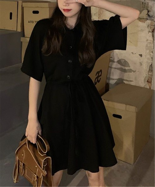MAISON DE THERESE(メゾン ド テレーズ)の「ハーフボタンウエストマーク シャツワンピース(シャツワンピース・レディース・ブラック/グレー・L/XL/XXL)」の15枚目の写真