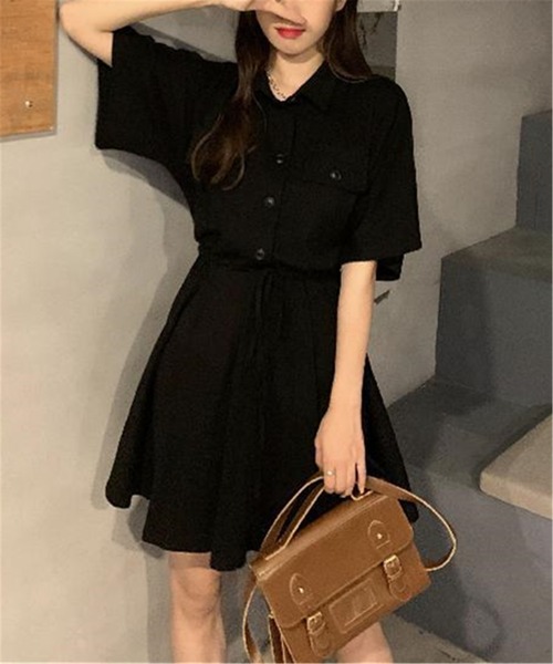MAISON DE THERESE(メゾン ド テレーズ)の「ハーフボタンウエストマーク シャツワンピース(シャツワンピース・レディース・ブラック/グレー・L/XL/XXL)」の19枚目の写真