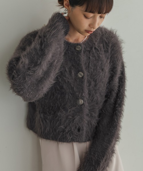 Bab（バブ）の「前後2WAYシャギーショートカーディガン（カーディガン/ボレロ・レディース・ライトグレー/ライトグリーン/アイボリー/グレー・FREE）」の3枚目の写真