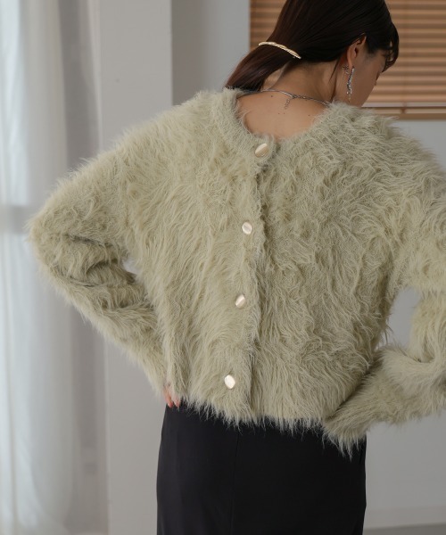 Bab（バブ）の「前後2WAYシャギーショートカーディガン（カーディガン/ボレロ・レディース・ライトグレー/ライトグリーン/アイボリー/グレー・FREE）」の4枚目の写真