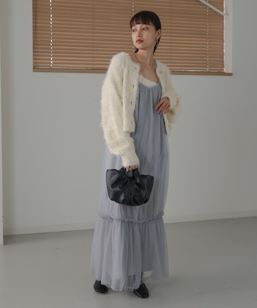 Bab（バブ）の「前後2WAYシャギーショートカーディガン（カーディガン/ボレロ・レディース・ライトグレー/ライトグリーン/アイボリー/グレー・FREE）」の9枚目の写真