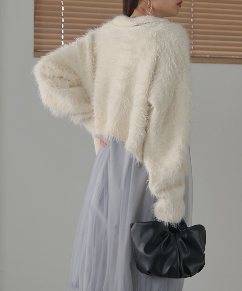 Bab（バブ）の「前後2WAYシャギーショートカーディガン（カーディガン/ボレロ・レディース・ライトグレー/ライトグリーン/アイボリー/グレー・FREE）」の10枚目の写真