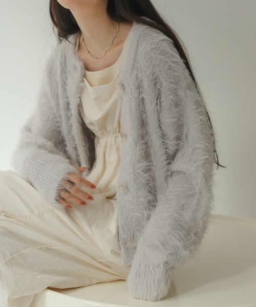 Bab（バブ）の「前後2WAYシャギーショートカーディガン（カーディガン/ボレロ・レディース・ライトグレー/ライトグリーン/アイボリー/グレー・FREE）」の13枚目の写真