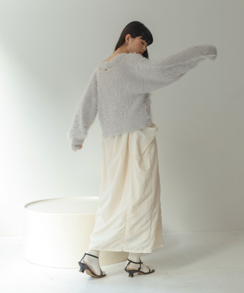 Bab（バブ）の「前後2WAYシャギーショートカーディガン（カーディガン/ボレロ・レディース・ライトグレー/ライトグリーン/アイボリー/グレー・FREE）」の15枚目の写真