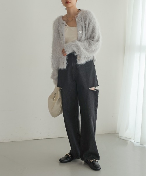 Bab（バブ）の「前後2WAYシャギーショートカーディガン（カーディガン/ボレロ・レディース・ライトグレー/ライトグリーン/アイボリー/グレー・FREE）」の19枚目の写真