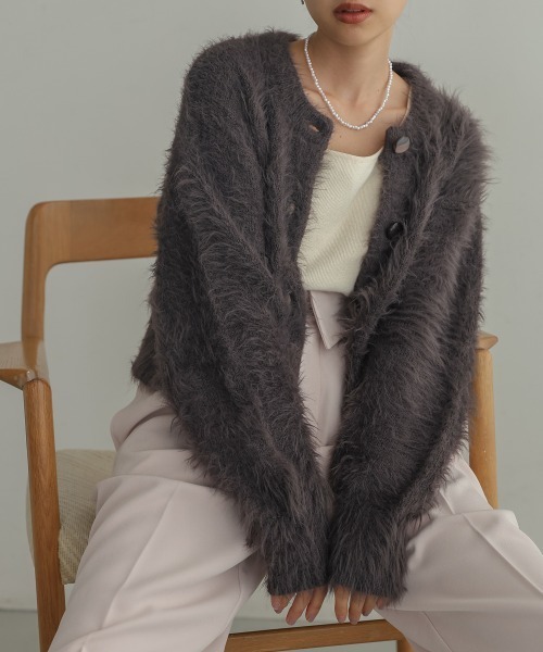 Bab（バブ）の「前後2WAYシャギーショートカーディガン（カーディガン/ボレロ・レディース・ライトグレー/ライトグリーン/アイボリー/グレー・FREE）」の22枚目の写真