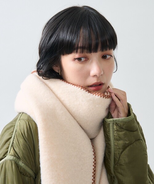 FREAK'S STORE（フリークスストア）の「ハンドステッチ マフラー（マフラー・レディース・ブラック/オフホワイト・ONE SIZE）」の11枚目の写真