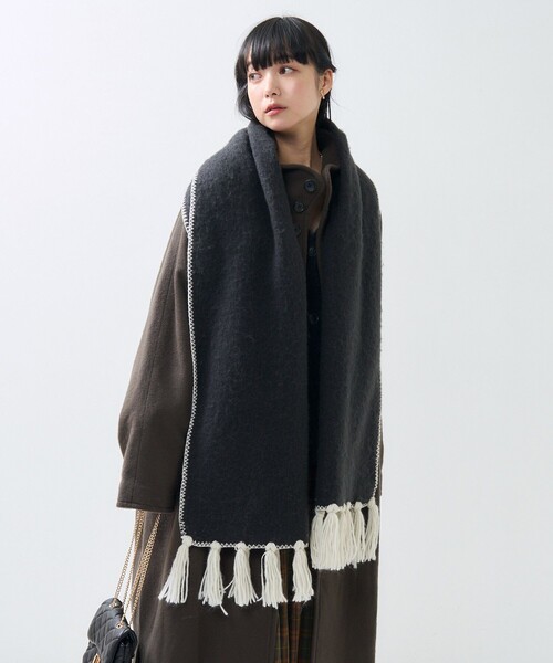 FREAK'S STORE（フリークスストア）の「ハンドステッチ マフラー（マフラー・レディース・ブラック/オフホワイト・ONE SIZE）」の14枚目の写真