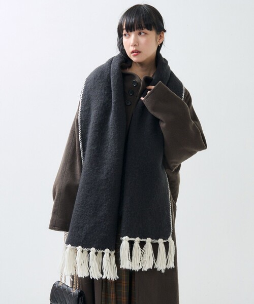 FREAK'S STORE（フリークスストア）の「ハンドステッチ マフラー（マフラー・レディース・ブラック/オフホワイト・ONE SIZE）」の10枚目の写真