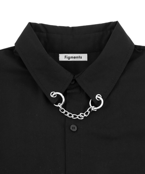 Figments(フィグメンツ)の「ブローチチェーンLSシャツ(シャツ/ブラウス・レディース・ブラック/ホワイト・MEDIUM/SMALL)」の8枚目の写真