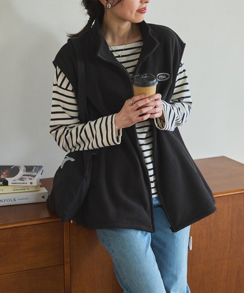shetila(シェティラ)の「ワンポイント刺繍ロゴ/配色フリースバルーンテックベスト(ベスト・レディース・ブラウン系その他2/ブラック系その他/ベージュ系その他/ホワイト系その他/ブラック系その他2/グレー系その他・L/M/S/XL)」の22枚目の写真