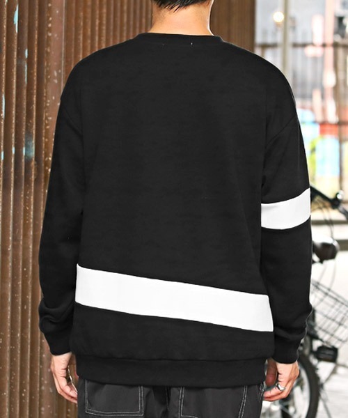 LUXSTYLE(ラグスタイル)の「モノトーン切り替えポンチトレーナー(スウェット・メンズ・D/B/C/A・L/M)」の5枚目の写真