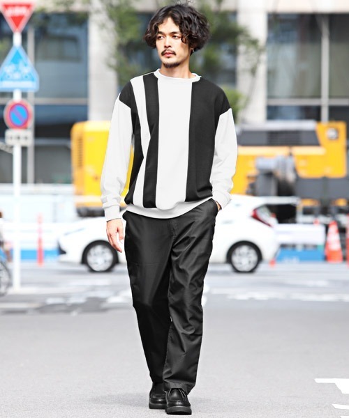 LUXSTYLE(ラグスタイル)の「モノトーン切り替えポンチトレーナー(スウェット・メンズ・D/B/C/A・L/M)」の9枚目の写真
