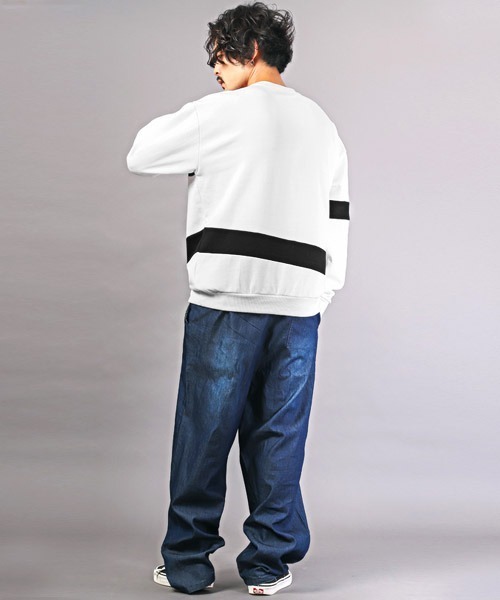 LUXSTYLE(ラグスタイル)の「モノトーン切り替えポンチトレーナー(スウェット・メンズ・D/B/C/A・L/M)」の11枚目の写真