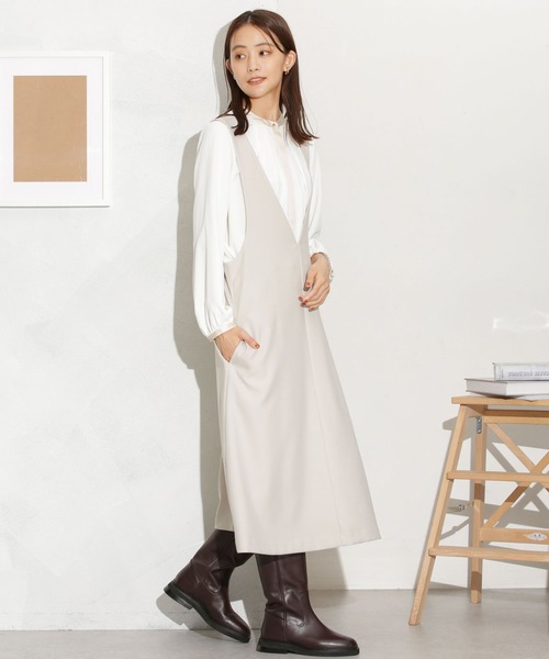 NANO universe（ナノユニバース）の「Ｖネックジャンパースカート（ジャンパースカート・レディース・ブラック/ブラウン/グレー系その他4・FREE）」の9枚目の写真