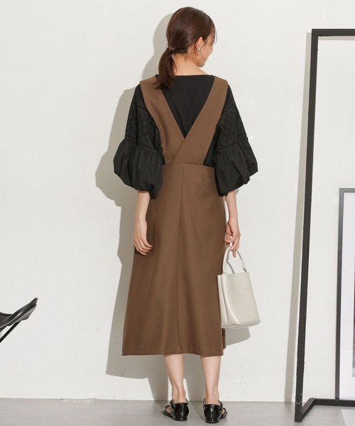 NANO universe（ナノユニバース）の「Ｖネックジャンパースカート（ジャンパースカート・レディース・ブラック/ブラウン/グレー系その他4・FREE）」の15枚目の写真