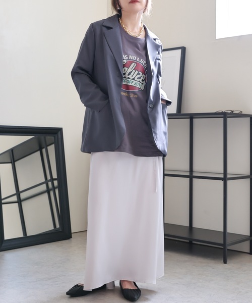 国内配送 ルージュ レトロ可愛 スリット レース サテン スカート GIUNON スカート crushed satin lace skirt / クラッシュサテン