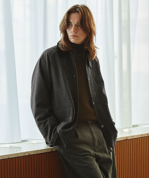 EMMA CLOTHES(エマクローズ)の「ウールツイード オーバーサイズ ショートハンティングジャケット EMMA CLOTHES(ミリタリージャケット・メンズ・ブラック/ブラウン/カーキ/チャコールグレー・L/M)」の20枚目の写真