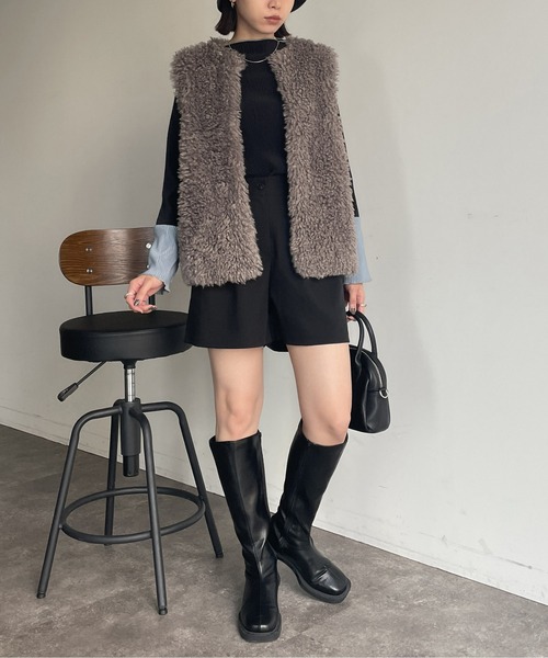 Thevon（ゼボン）の「タックハーフパンツ（その他パンツ・レディース・ベージュ/ブラック/カーキ・FREE）」の7枚目の写真