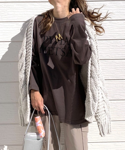 Q(キュー)の「ロゴプリントロンT(Tシャツ/カットソー・レディース・ホワイト/チャコールグレー・MEDIUM)」の3枚目の写真