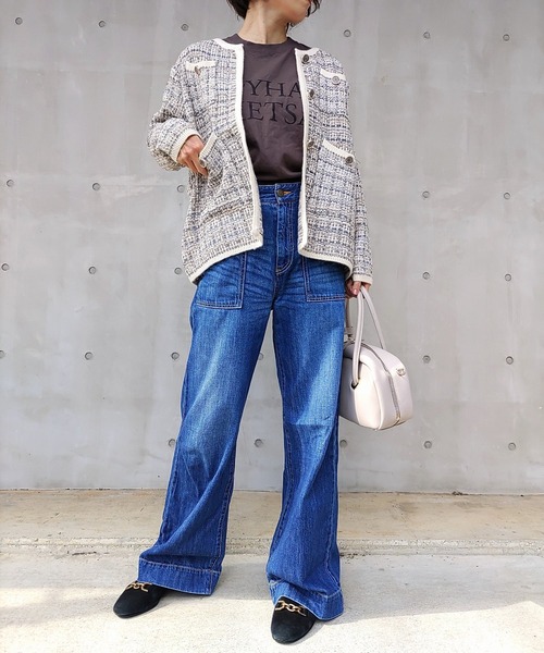 Q(キュー)の「ロゴプリントロンT(Tシャツ/カットソー・レディース・ホワイト/チャコールグレー・MEDIUM)」の20枚目の写真