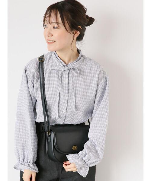 ehka sopo（エヘカソポ）の「柄アソートリボン襟ブラウス（シャツ/ブラウス・レディース・キナリ/グレー/ブラック/オフホワイト・F）」の4枚目の写真