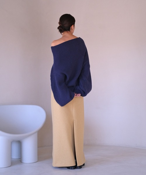 AKTE（アクテ）の「ワイドボトルネックジップアップニットプルオーバー（ニット/セーター・レディース・ネイビー/ピンク/グリーン・FREE）」の16枚目の写真