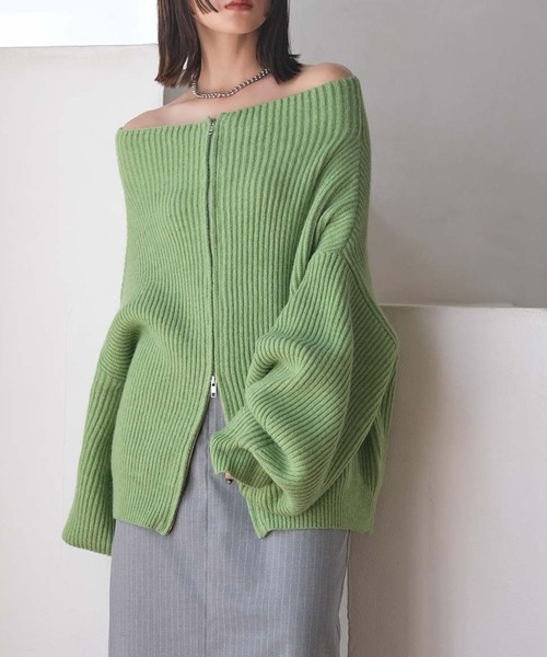 あ⋈ちゃん キープ セール】ワイドボトルネックジップアップニットプルオーバー（ニット