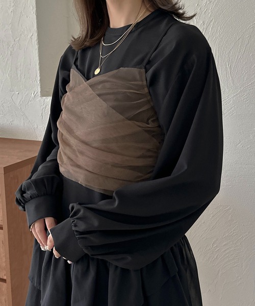 apres jour clair(アプレジュールクレア)の「【apres jour clair】チュールデザインビスチェ【ZOZOTOWN限定アイテム】(ベスト・レディース・ベージュ系その他/ブラウン系その他/ブラック系その他・フリー/X-LARGE)」の4枚目の写真