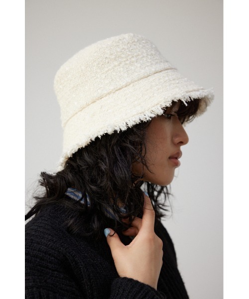 AZUL by moussy(アズールバイマウジー)の「ツイードバケットハット(ハット・レディース・マルチ/アイボリー/ブラック・FREE)」の2枚目の写真