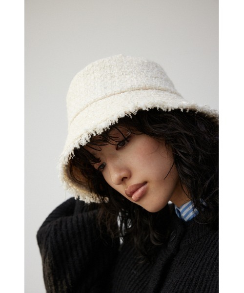 AZUL by moussy(アズールバイマウジー)の「ツイードバケットハット(ハット・レディース・マルチ/アイボリー/ブラック・FREE)」の4枚目の写真