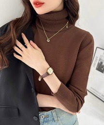 タートルネックニット ストレッチ シンプルニット