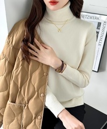 タートルネックニット ストレッチ シンプルニット