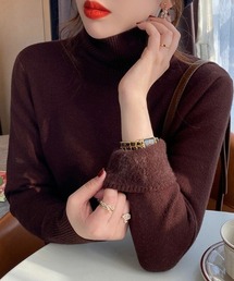 タートルネックニット ストレッチ シンプルニット