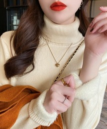 タートルネックニット ストレッチ シンプルニット