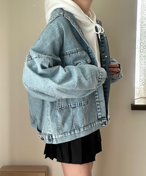 Cham.（チャム）の「オーバーサイズダメージデニムジャケット（デニムジャケット・レディース・ブルー/ブラック・F）」の11枚目の写真