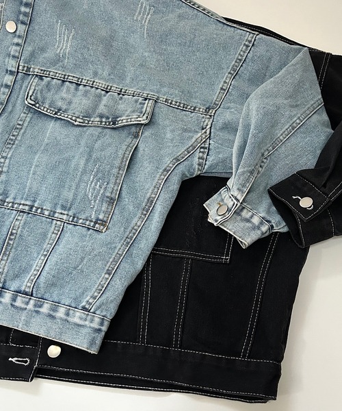 Cham.（チャム）の「オーバーサイズダメージデニムジャケット（デニムジャケット・レディース・ブルー/ブラック・F）」の14枚目の写真