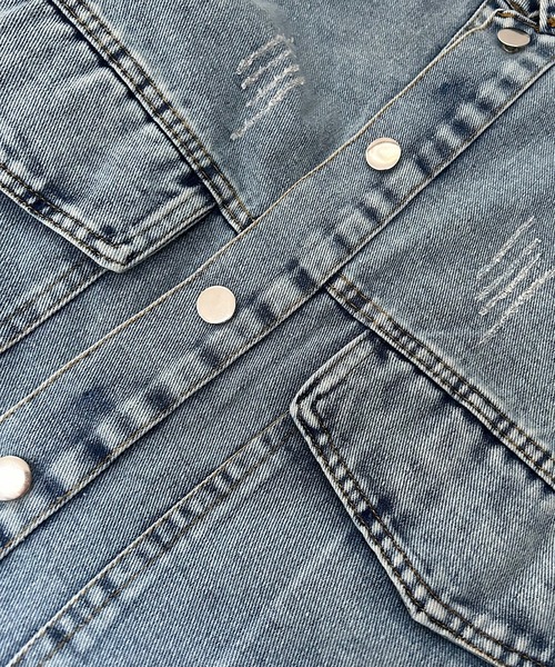 Cham.（チャム）の「オーバーサイズダメージデニムジャケット（デニムジャケット・レディース・ブルー/ブラック・F）」の16枚目の写真